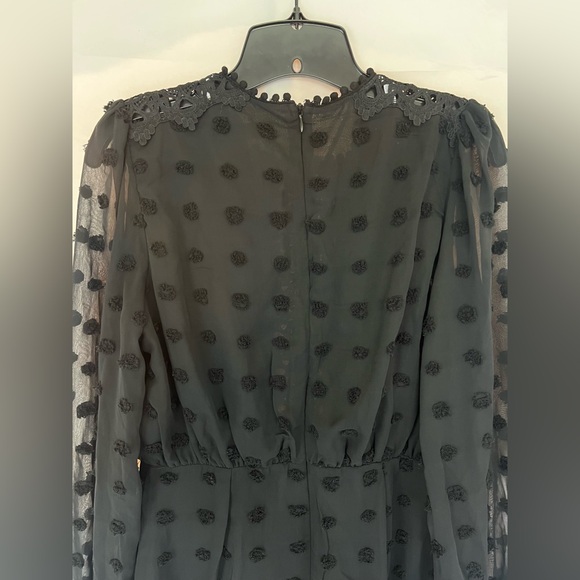 Lulu's Lust or Love Black Embroidered Lace Long Sleeve Dress Women's Size Medium - Picture 8 of 10